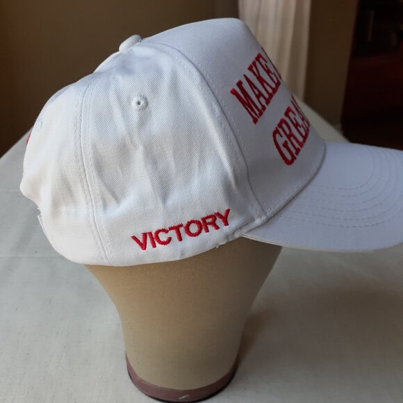 New MAGA - Victory - Flag - Trump White Baseball Cap - Adjustable Fit - Picture 4 of 8
